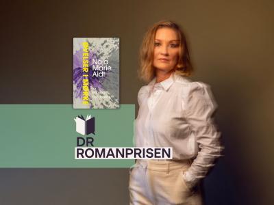 Billede af Naja Marie Aidt, bogen Øvelser i mørker og logo for DR Romanprisen